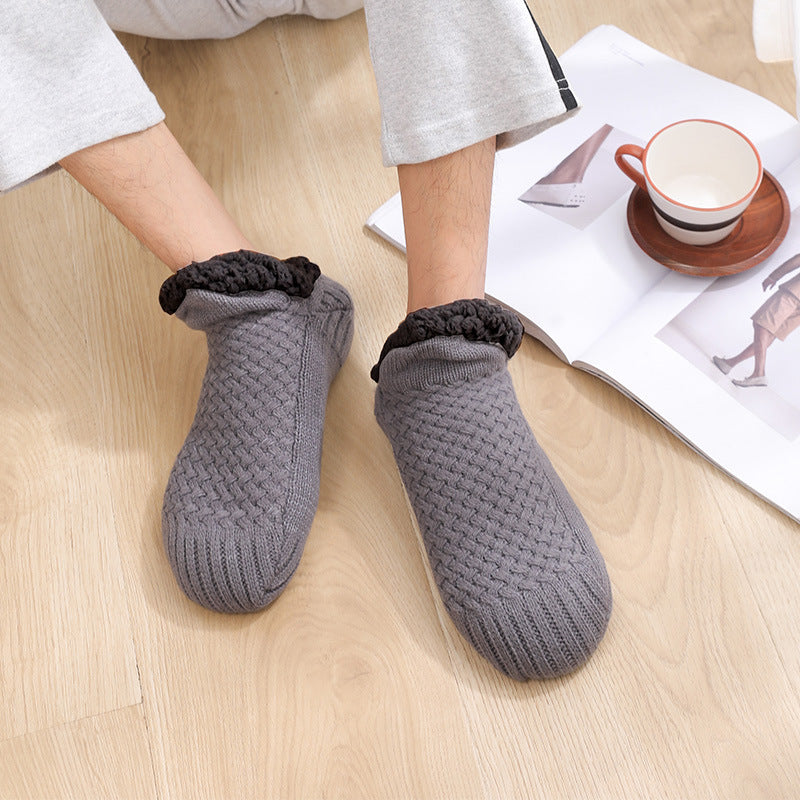 Winter Woolen Socks Women Thicken Warm Home Bedroom Socks Slippers Men Non-slip Foot Warmer Snow Socks Calcetines Mujer