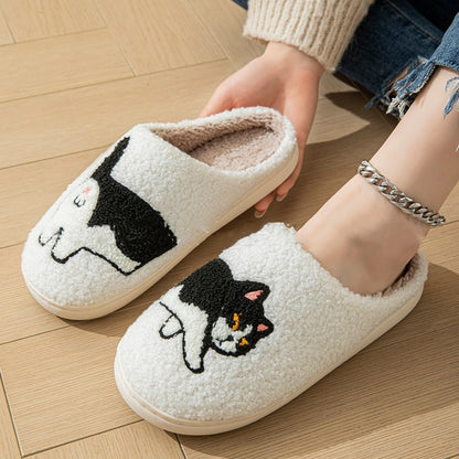 Cartoon Cotton Slippers For Women Men Indoor Outdoor Slippers For Household Autumn And Winter Couples Shoes Fuzzy Warm Soft Slippers