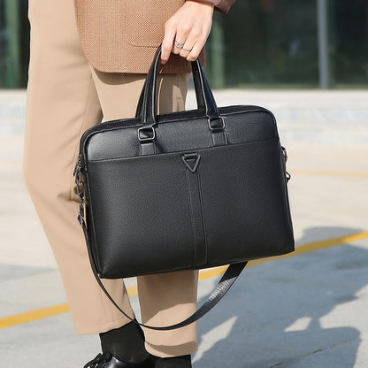 Men's PU Portable Oblique Span Business Briefcase Large Capacity Travel