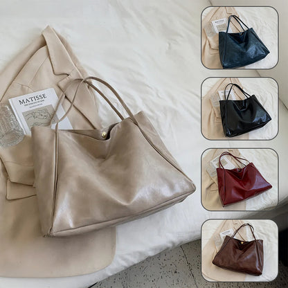 Fashion Handbag New Autumn And Winter Japanese And Korean Large Capacity Soft Leather Shoulder Bag Retro Casual Handbag